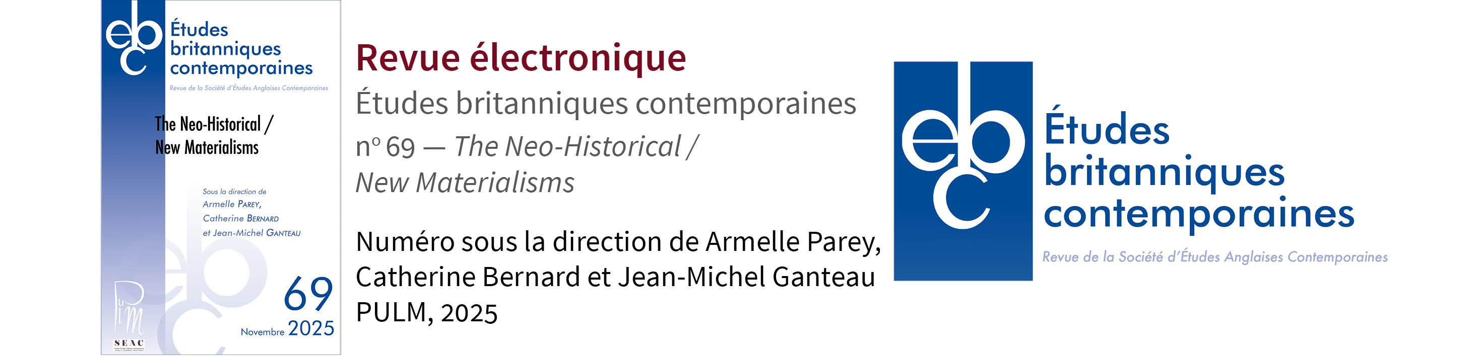 Parution du numéro 69 de la revues Études britanniques contemporaines