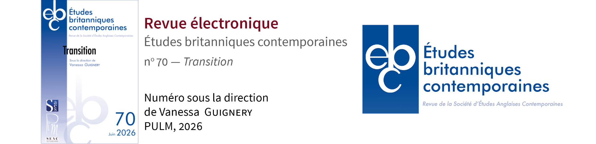 Parution du numéro 70 de la revues Études britanniques contemporaines